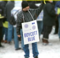Blue Man Group press conference protest.
